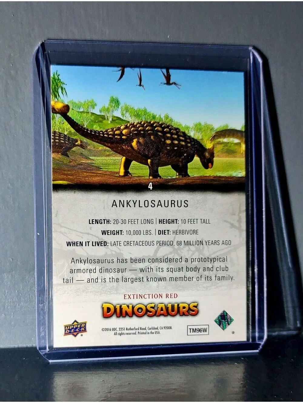 2015 Upper Deck Dinosaurs Ankylosaurus Extinction Red Parallel #4 Card